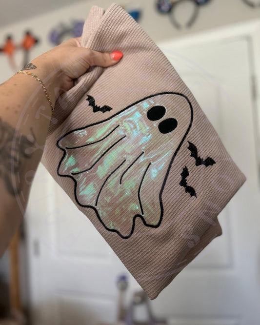 Glittering Ghost Corded Crewneck