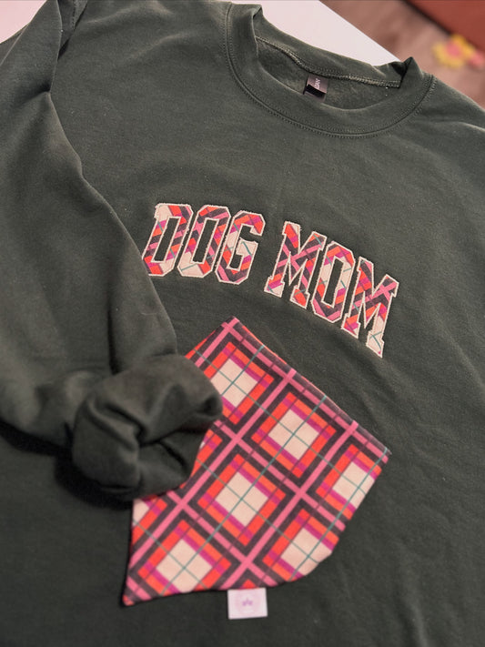 Dog Mom Crewneck - Plaid