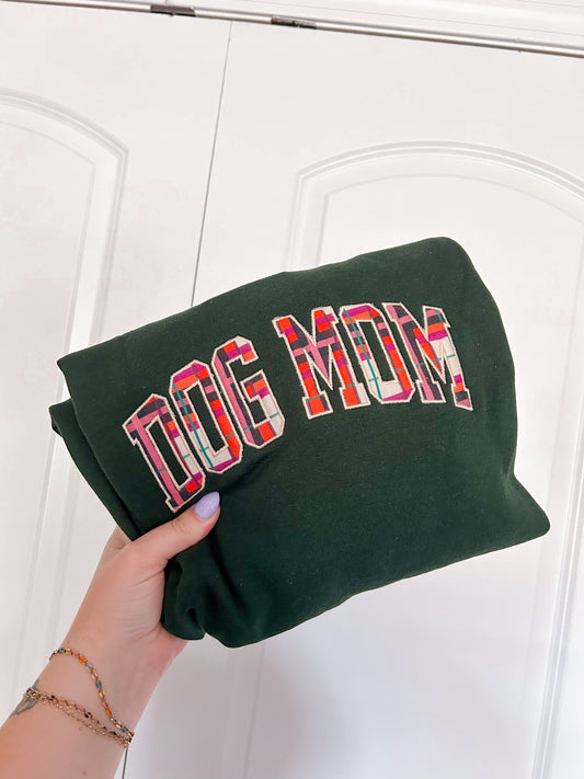 Dog Mom Crewneck - Plaid